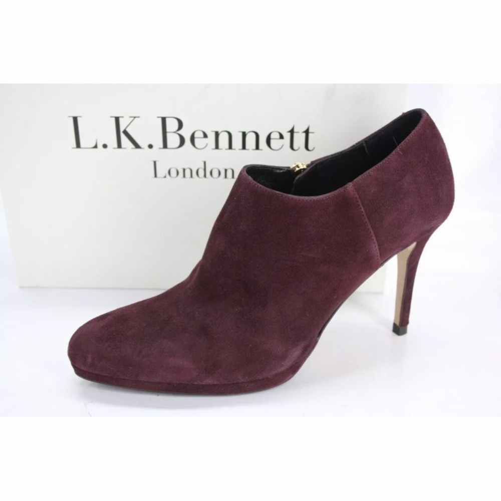 L.K. Bennett Doris burgundy suede stiletto bootie